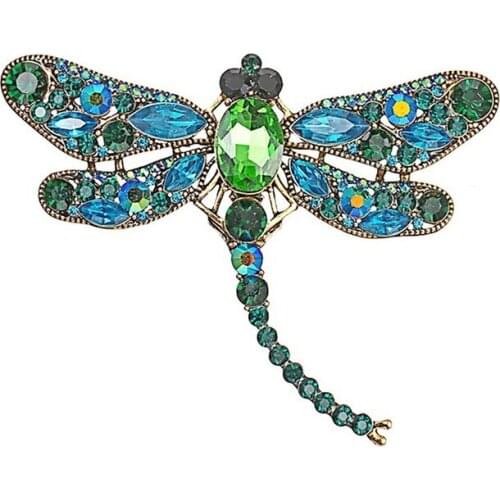 Vintage dragonfly brooch creative dual purpose crystal pin