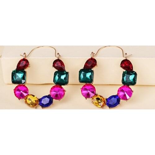 JURAN Colorful Rhinestone Drop Earrings for Women Shiny Dangle Earrings Statement Earrings Party Jewelry Brincos
