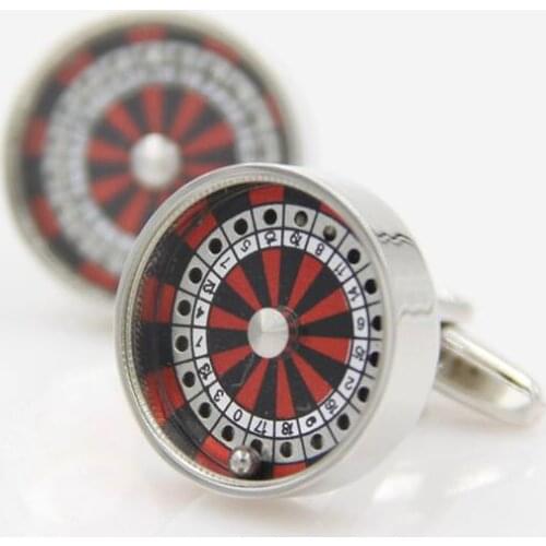 Funny CASINO Lucky Wheel Cufflinks Lucky Turning SpinWin Cuff Links Cuff Buttons Mens Fashion Jewelry Accessory Gift 10pairs