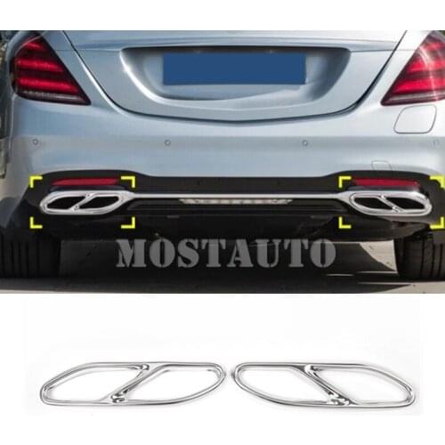 For Benz S Class W222 Rear Exhaust Muffler Tail Pipe Cover Trim 2018-2019 2pcs Car Accessories Interior Car Decor Car Trim