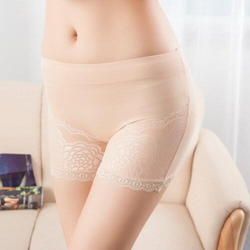 Free ShippingThe new woman exposed lace big code security trousers Three points modal render pants Size M L XL XXL XXXL #7310R1