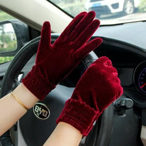 Fashion Show Elastic Flannel Driving Mittens Womens Gold Velvet Thin Winter Warm Outdoor Sports Fitness Cycling Gloves L18