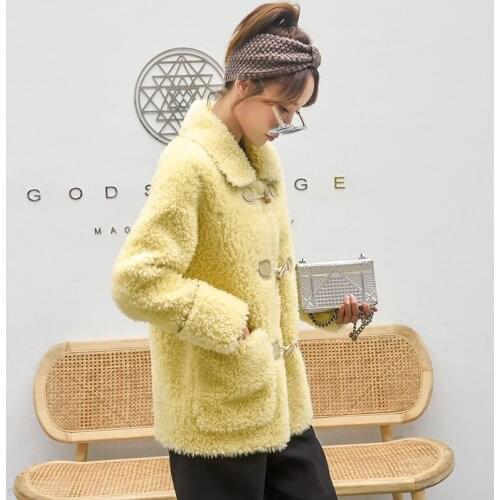 Real 2020 Fur New Women Autumn Winter Korean Jacket Sheep Shearing 200% Wool Coat Loose Manteau Femme Hiver KJ4622