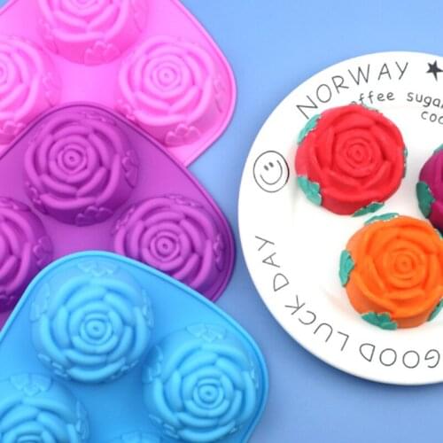 1 Pcs 6 lattices Rose Cake Pudding Molds DIY Silicone Molds Soap Moulds