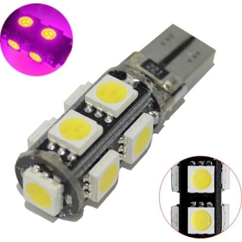 20Pcs Pink T10 W5W 5050 9SMD LED Canbus Error Free Car Bulbs For 192 168 194 2825 Clearance Lamps License Plate Lights 12V