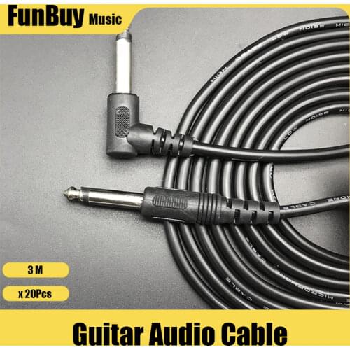 20pcs 3 Meter Guitar Audio Cable 6.35mm Guitar Bass Instrument Patch Cord Amplifier AMP Cable Guitar Accessories