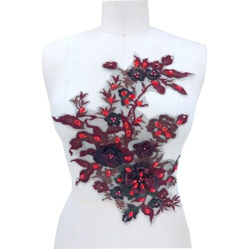 3Dlace flower rhinestone beaded patches perle pour coudre vetement applique sew on patches for clothes bordados para costuralace