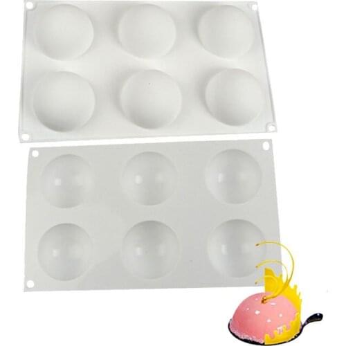 6 Cavity Small Semicircle Silicone Cake Mold for Chocolate Mousse Ice Cream Jelly Pudding Dessert Bread Bakeware Decorating Tool