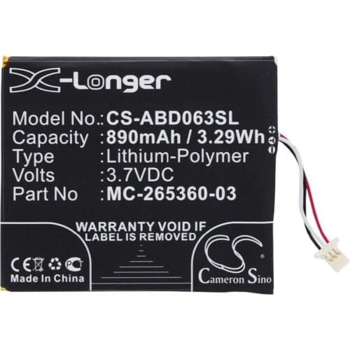 Cameron Sino 890mAh Battery 58-000083, MC-265360-03 for Amazon Kindle 7, Kindle 7th Generation, WP63GW