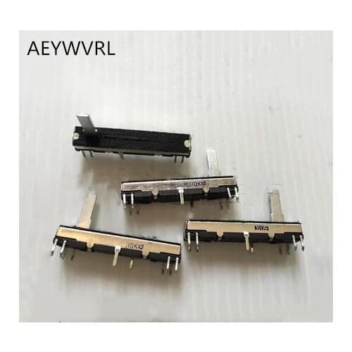 Free shipping 10pcs Black 4.5 cm long double mixer fader potentiometer A10K X2