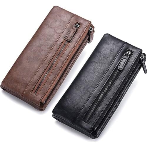 Wallet Man Fashion Splittable Retro Men Purse Mobile Phone Card holder long Coin Purse High Quality Anti-theft Man Wallets