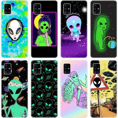 Aesthetics Cute Cartoon alien space Case for Samsung Galaxy A12 A02 A03S A21S A22 A32 A52 A72 A82 S21 Plus FE Ultra M02S M12
