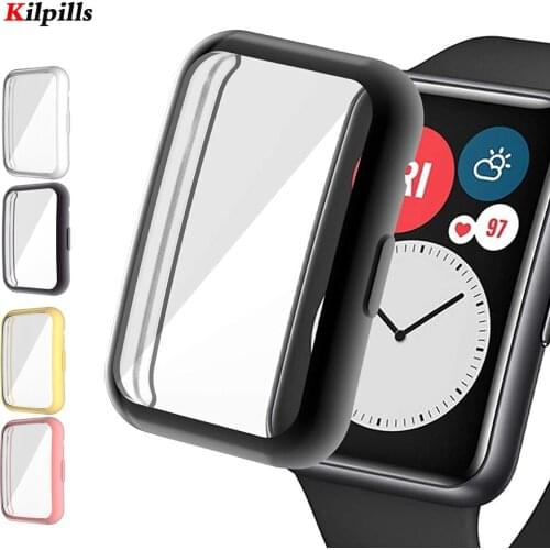 Plated Cover For Huawei Watch fit Case Smartwatch Accessories TPU Bumper All-Around Screen Protector Huawei Watch fit 2020 Case
