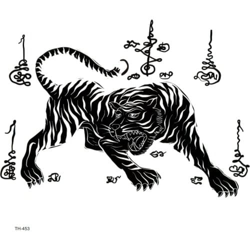 Black Tiger Waterproof Temporary Tattoos Men Fake Tattoo Animals Body Tatoo Sleeve Art Tattoo Tatuajes henna Tattoo Stickers