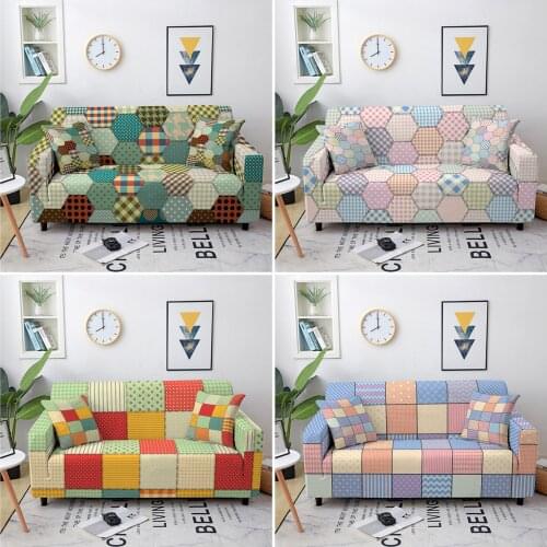 Colored Geometric Elastic Sofa Cover for Living Room All-inclusive Sofa Slipcovers Sectional Couch Cover Home Decor 1/2/3/4 Seat