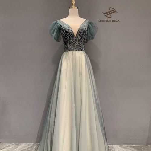 Elegant Gala V-Neck Evening Dresses 2021 Formal Party Gown Sweetheart A-Line Dress Luscious Delia