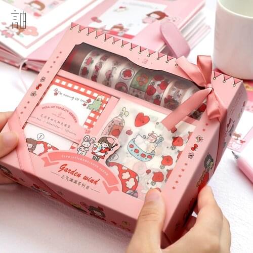 Simno hand account material gift package can be adhesive tape cute cartoon pattern sticker gift set gift box