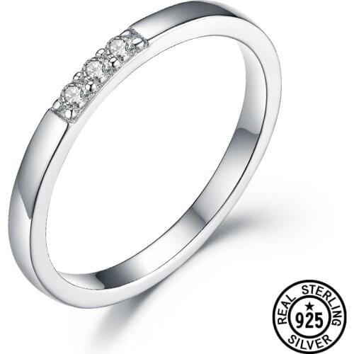 925 Sterling Silver Rings Bridal Band Clear Zircon Simple Classic Rings For Women Girls Korean Engagement Wedding Jewelry
