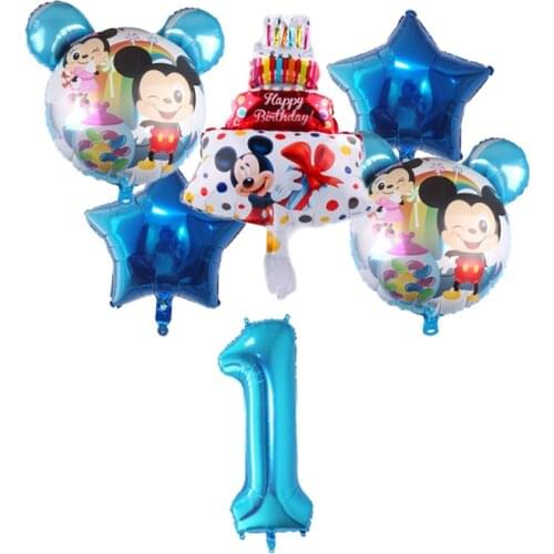 1set Mickey Minnie mouse car cake children birthday party birthday decoration latex balloons toy kid