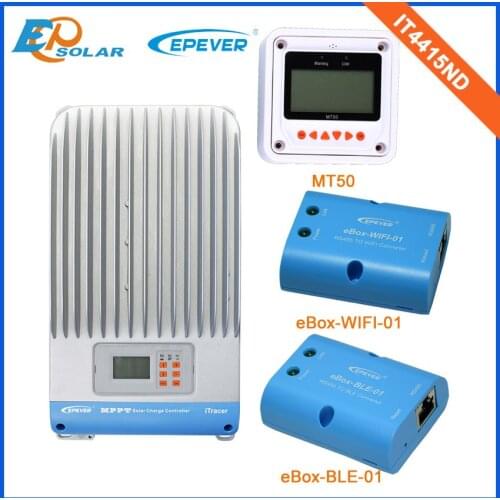 MPPT EPEVER 45A solar regulator IT4415ND ble wifi box adapter phone app LCD display MT50 remote Meter 12V battery charging