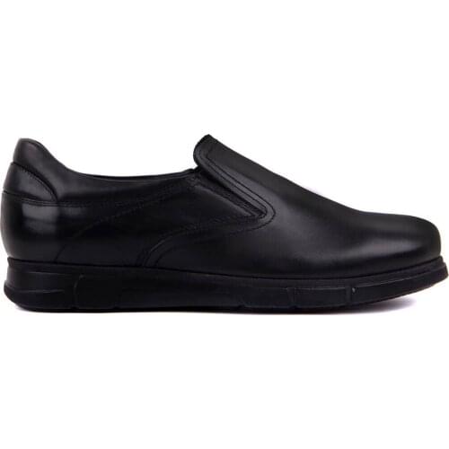 Sail-Lakers Black Leather Step-in Men Casual Shoes