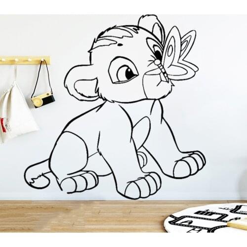 Simba Wall Sticker Lion King Decal Kid Baby Room Decoration Cartoon Boy Bedroom Decor Removable Art Mural Butterfly