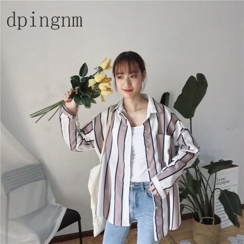2018 New Striped Blouse Women Loose Slim Fit Long Sleeve Womens Shirts Fashion Top All Match For Womens Blouses