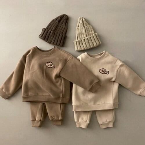 2021 baby autumn and winter new set baby embroidered cotton two piece sweater baby girl clothes