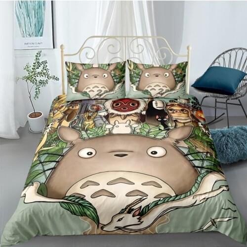 New Arrival Anime Totoro 3D Printed Bedding Set Duvet Covers Pillowcases Comforter Bedding Set Bedclothes Bed Linen