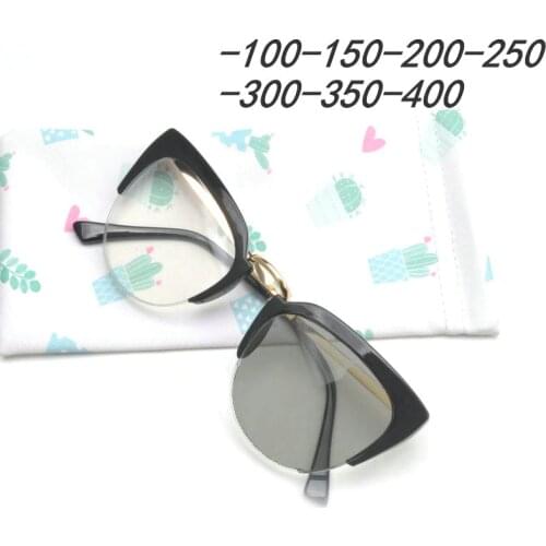Fashion women cat myopia optical sunglasses sun photochromic finished optical glasses myopia prescription glasses frame FML