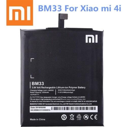 Original For XIAOMI MI4i Battery BM33 For Xiao mi 4i Battery celular smartphones Xiaomi Battery Replacement Batteria 3120mAh