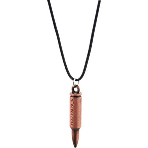 Original New Mens Leather Chain Bullet Choker Necklace Vintage Gold Counter Strike Gun Bullet Chocker Necklace Men Jewelry Gift