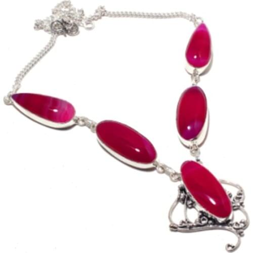 Botswana Agate Necklace Silver Overlay over Copper, 51 cm, N4170