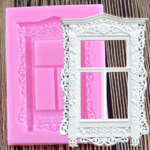 Window Silicone Mold Frame Border Fondant Molds DIY Cake Decorating Tools Candy Chocolate Gumpaste Mould Cupcake Baking Moulds