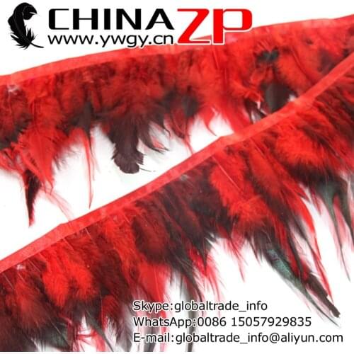Made in CHINAZP Factory Wholesale Price Dyed Red and Black Rooster Saddle Feathers Trim