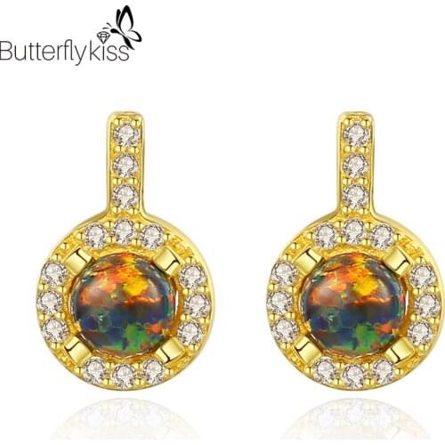 BK Fashion Opal Earrings For Women Real 925 Sterling Silver 11*7mm White Blue Multicolor Gemstone Anniversary Engagement Gifts