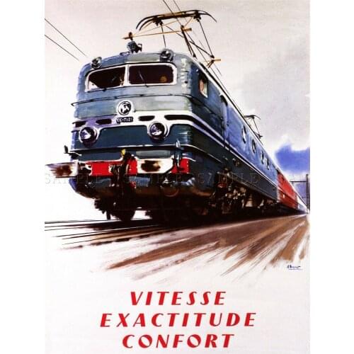 TRAVEL TRANSPORT ELECTRIC TRAIN SPEED COMFORT EUROPE Art print Silk poster Home Wall Decor
