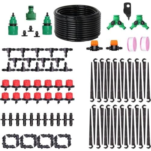 5-50M Garden Watering System Water Micro Drip Irrigation Kit Plants Irrigation 1/4'' Hose 8-Hole Adjustable Sprayer Misting Set