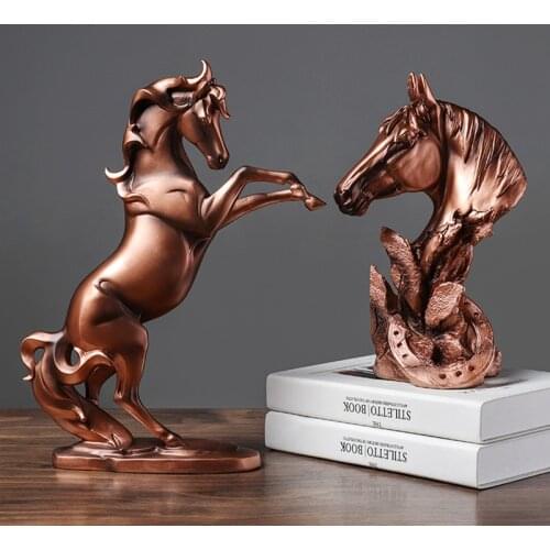 Horse Nordic Statue War Horse Head Resin Home Decor Crafts Animal Sculpture Home Decoration Living Room TV cabinet decorative