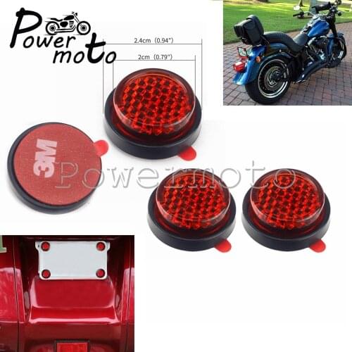 Motorcycle Number Plate Reflectors Red Round Reflector Safety Warning Reflective Stickers For Harley Honda Suzuki Kawaski Yamaha