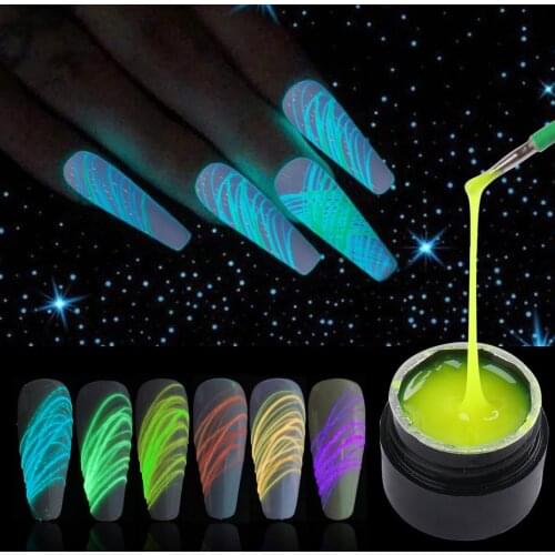5ml Luminous Nail Spider Gel Glowing In the Dark Fluorescent Neon Drawing Web Wire Line Nail Art UV Gel Polish Manicure TR1840-1