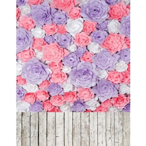 TR pink white violet roses backdrops high-grade vinyl cloth computer printed roses flower wood floor baby photography background
