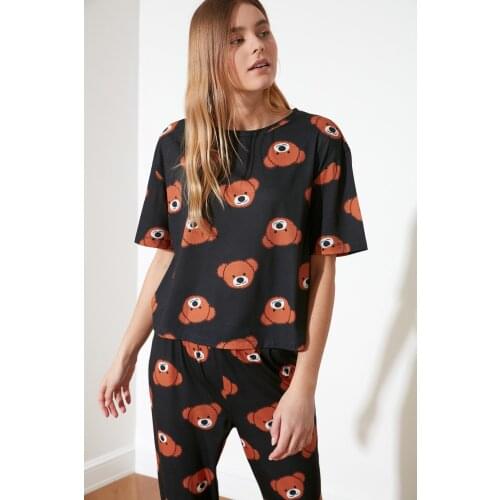 Trendyol Teddy Bear Printed Knitted Pajamas Set THMSS21PT0195