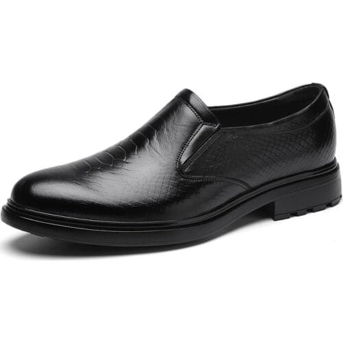 Brand Genuine Leather Fashion Men Business Dress Loafers Toe Black Shoes Oxford Breathable Formal Wedding Shoes Big Size 47