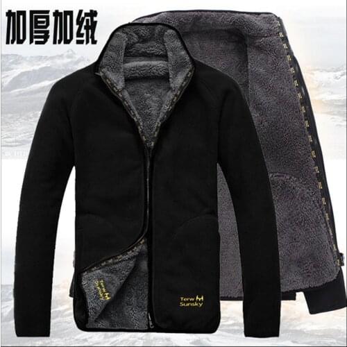 Outdoor winter men coat high quality double side wear fleece clothing thickness Jacket fleece liner plus size sports male jacket
