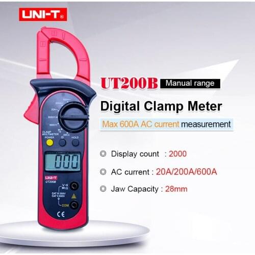 UNI-T UT200B Digital Clamp meter DC AC Voltage AC current tester Manual Range Date hold Multimeter Ohm Diode test LCD backlight