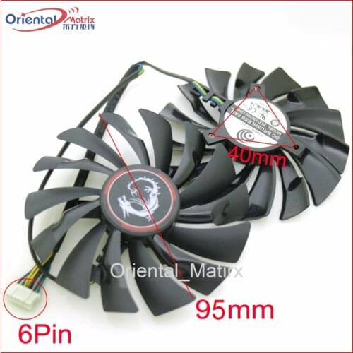 2pcs/lot PLD10010S12HH 95mm 12V 0.40A 6Pin VGA Fan For MSI GTX980Ti GTX970 GTX980 Graphics Card Cooler Cooling Fan