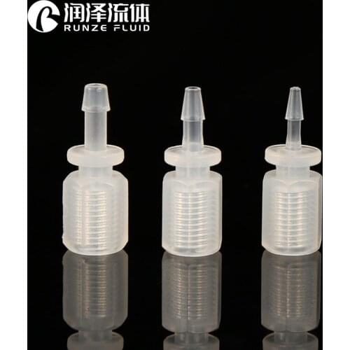 Female 1/4-28 Thread to Barbed Adapters for 1/16" 3/32" 1/8" ID Flexible Tubing Compatible with Flanged or Flangeless Fittings