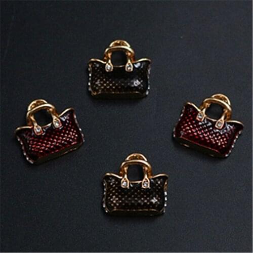 WKOUD 4pcs drops of oil craft 3D red / black ladies bags charm fashion bracelet necklace DIY metal jewelry alloy pendants A1332