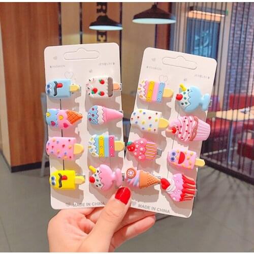 10/6pcs Hair Clip Set Girls Cute Hair Bands Hair Accessories Ice Cream Unicorn Headwear Hairpins Hair Band Hairpin Headdress